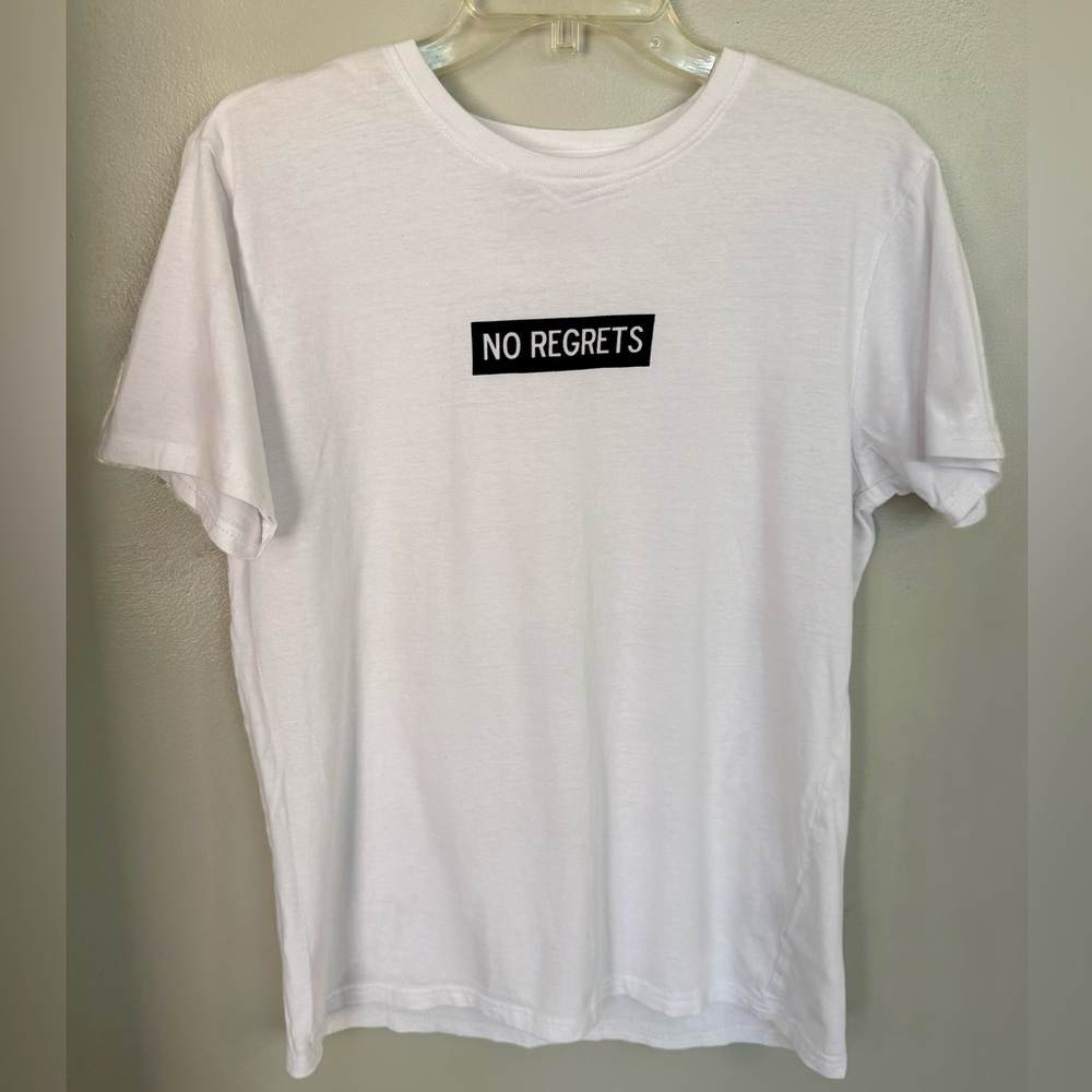 Brave Soul London NO REGRETS Cotton TEE SS White Black T-shirt Top Adult M